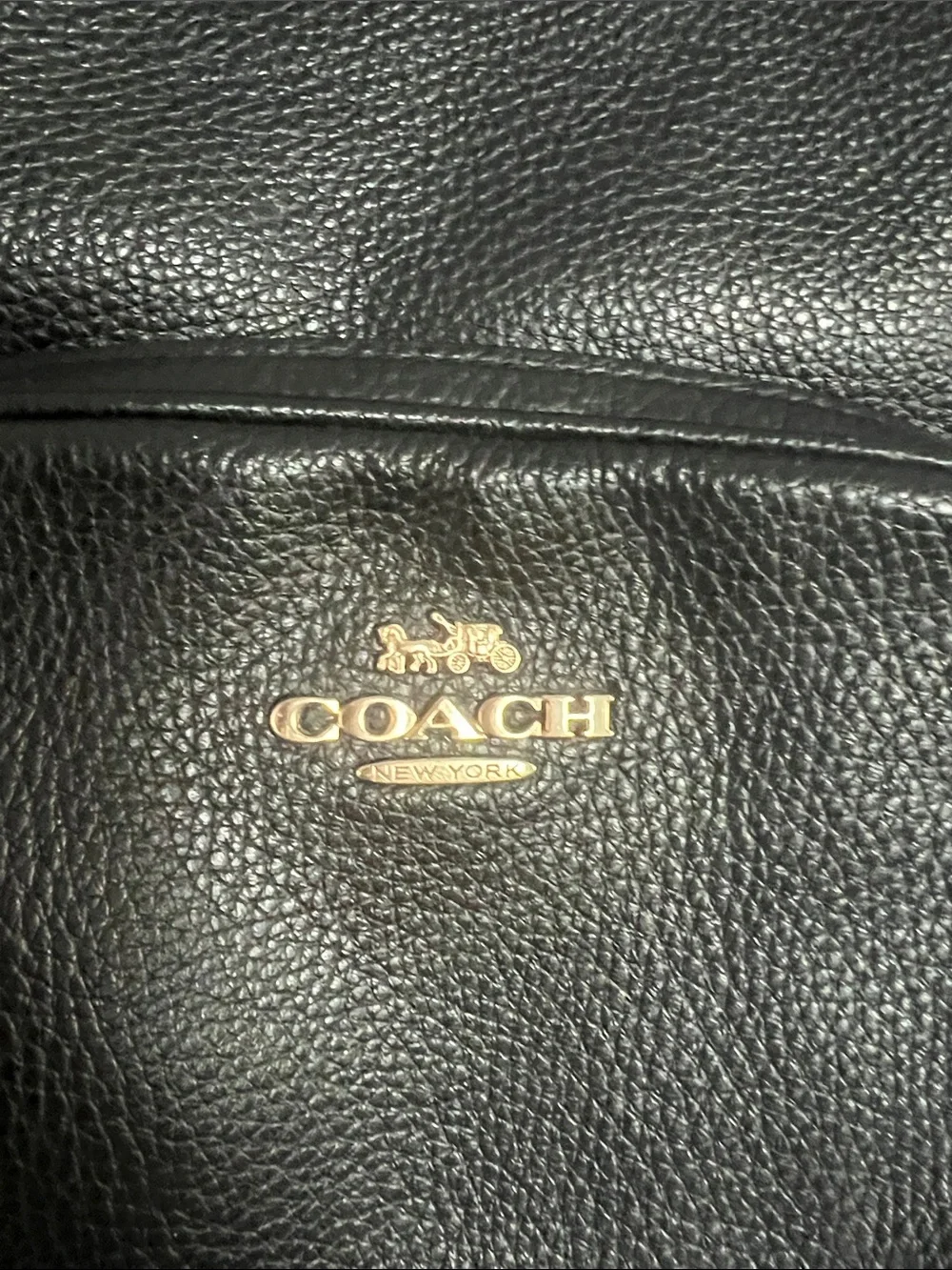Coach Black Pebbled Leather Backpack with Gold Hardware